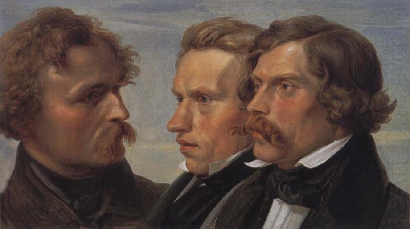 Julius Hubner Portrait of the Painters Carl Friedrich Lessing,Carl Sohn and Theodor Hildebrandt china oil painting image